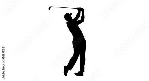 Silhouette of a Golfer Swinging a Club