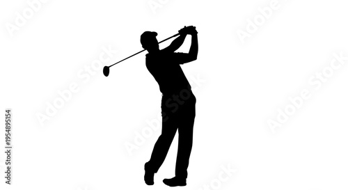 Silhouette of a Professional Golfer Swinging a Club