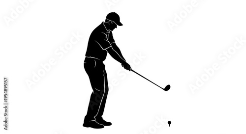 Silhouette of a Golfer Addressing the Ball