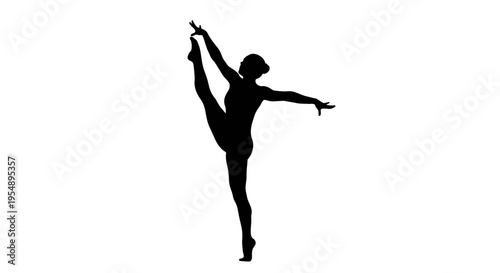 Silhouette of a graceful ballerina performing a vertical split dance move