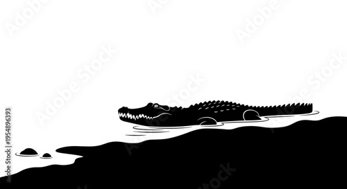 Crocodile on the water surface.