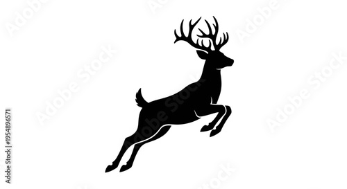 Deer Silhouette in Mid Jump.
