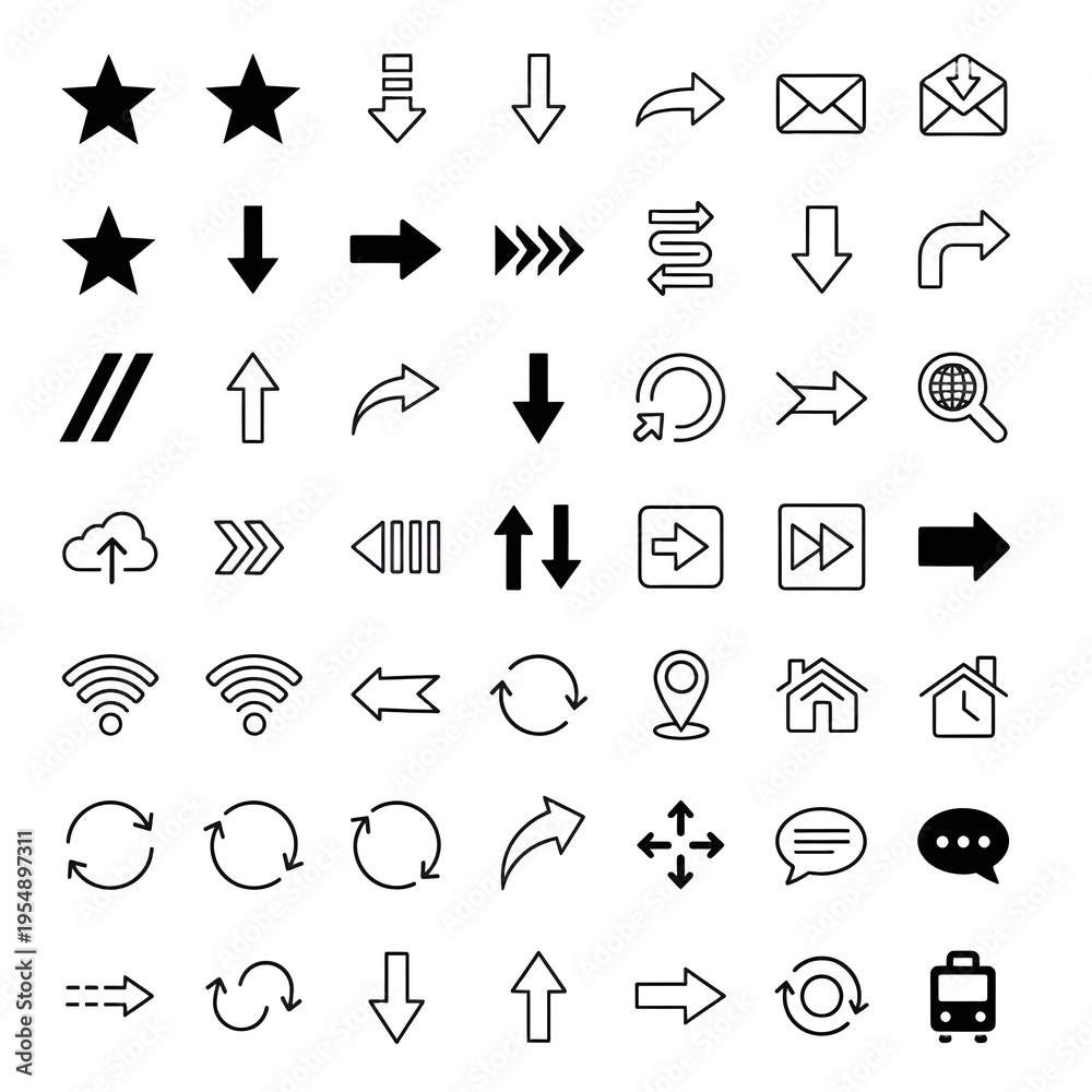 Fototapeta premium Diverse Web & UI Icons Pack Transparent Background PNG