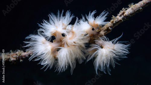 Soft Coral Polyps on Underwater Branch