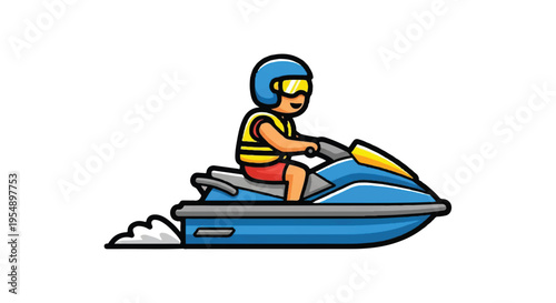 Jet ski rider watercraft illustration isolated on white background