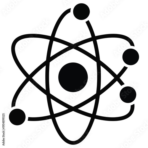 A black and white image of an atom