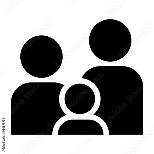 Minimalist Family Silhouette Icon Representing Parents and Child