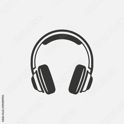 Black and white headphones illustration.