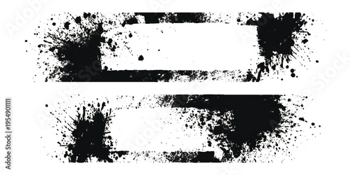 Hand drawn grunge brush stroke collection. dirty paint stains splatter effects and rough artistic design.