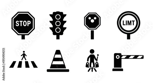 Collection of Traffic and Road Signs Icons and Symbols