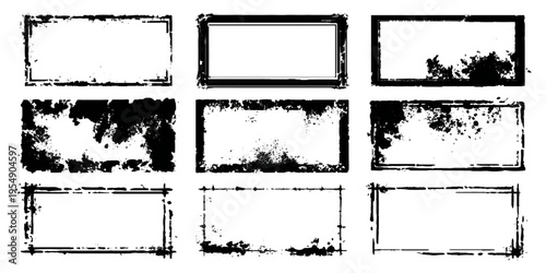 Hand drawn grunge brush stroke collection. dirty paint stains splatter effects and rough artistic design.