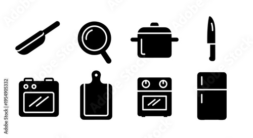 Kitchenware Icons Set: Cooking Utensils, Appliances, and Tools