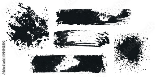 Hand drawn grunge brush stroke collection. dirty paint stains splatter effects and rough artistic design.