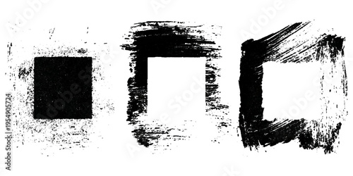 Hand drawn grunge brush stroke collection. dirty paint stains splatter effects and rough artistic design.