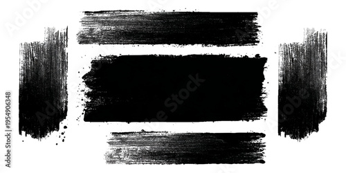 Hand drawn grunge brush stroke collection. dirty paint stains splatter effects and rough artistic design.