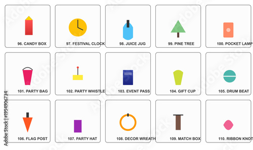 Set of 20 colorful party icons vector