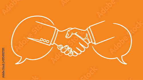 Business Handshake With Speech Bubbles Outline Icon