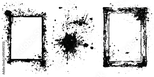 Hand drawn grunge brush stroke collection. dirty paint stains splatter effects and rough artistic design.