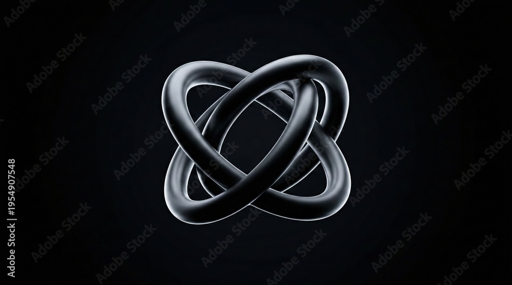 Fototapeta premium Interlocking Black 3D Rings on Dark Background
