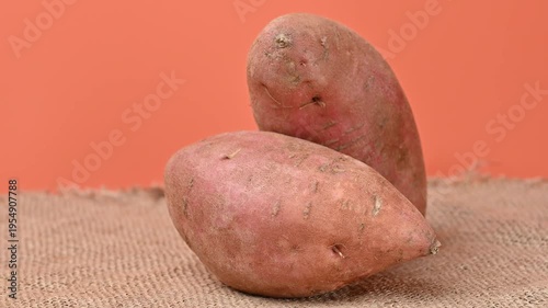video of a raw sweet potato