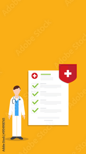 Health Insurance Concept with Doctor Medical Checklist Coverage Protection Healthcare Service