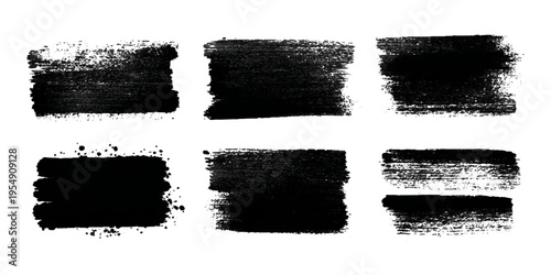 Hand drawn grunge brush stroke collection. dirty paint stains splatter effects and rough artistic design.