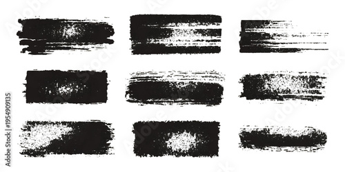 Hand drawn grunge brush stroke collection. dirty paint stains splatter effects and rough artistic design.
