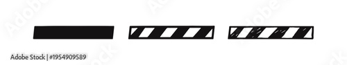 Warning Barrier and Caution Striped Rectangle Icons. Construction Hazard Symbol Set in Vector and Hand-Drawn Styles.
