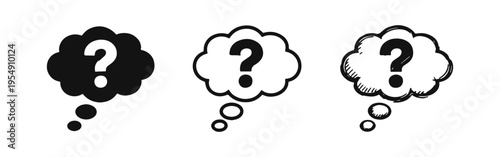Question Mark Thought Bubble Icons Collection for Confusion and Ideas