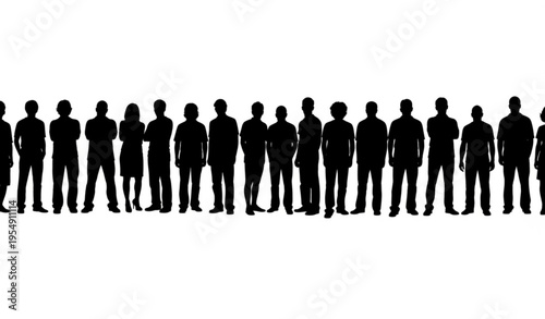 Diverse People Silhouette Group Standing Vector Illustration