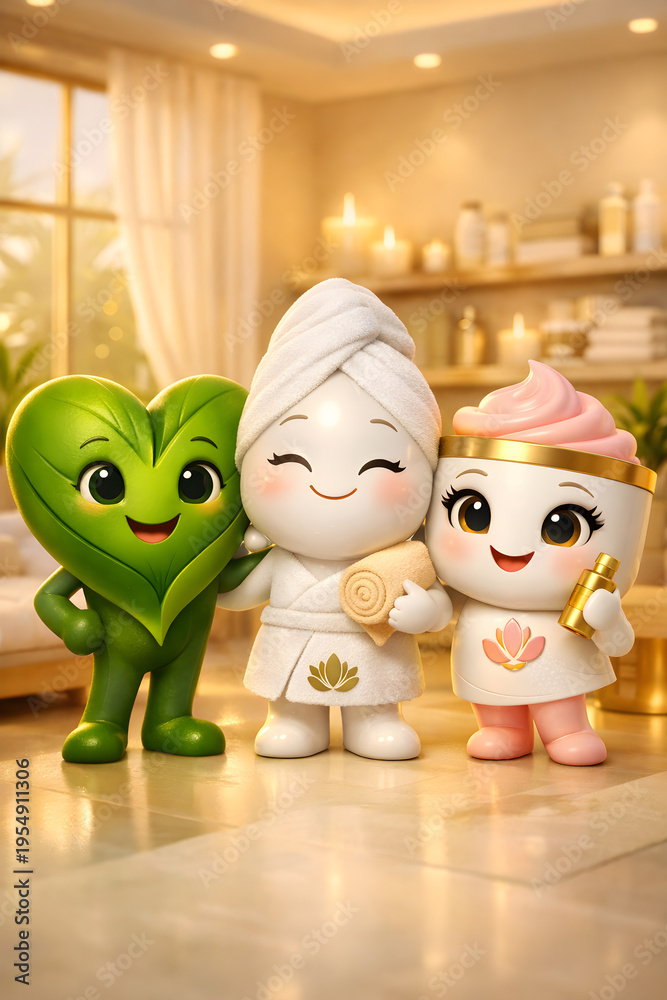 Obraz premium Three friendly cartoon characters share a happy moment