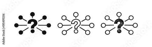 Question Mark Connectivity Icon Set - Brainstorming, Problem Analysis, and Support