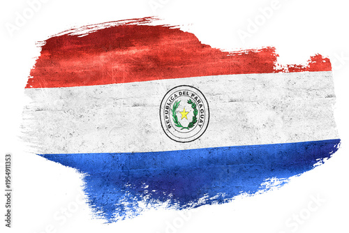Fotografie Paraguay national flag brush paint with grunge texture