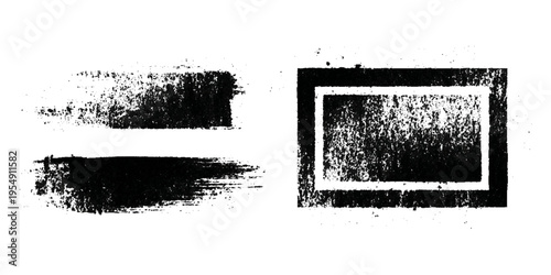 Hand drawn grunge brush stroke collection. dirty paint stains splatter effects and rough artistic design.