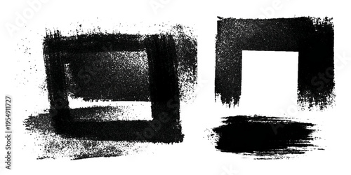 Hand drawn grunge brush stroke collection. dirty paint stains splatter effects and rough artistic design.