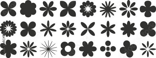 Floral Silhouette Collection: An artistic array of diverse flower silhouette, showcasing nature's elegance and artistic impression, perfect for design assets.