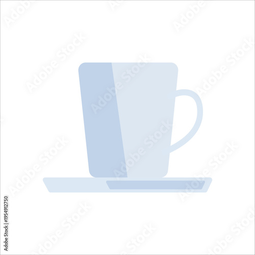 White Coffee Cup on Saucer Vector Icon, Tea Cup Icon Vector