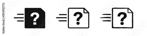 Unknown Document Transfer Icons Set: File Query and Missing Information Symbol Vector