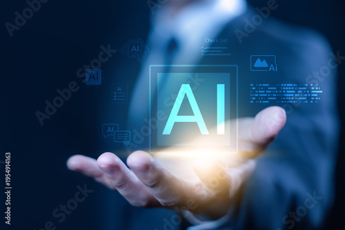 Wallpaper Mural tech communication, Assistant AI chat, and business support service. bot agent concept, data prompt, artificial intelligence chatbot. Conversation Smart Robot Technology development generates AI Torontodigital.ca