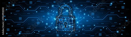 Lock icon. Cyber ​​security and data protection concepts and privacy. Innovative concept of advanced safety technology