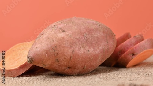 video of a raw sweet potato