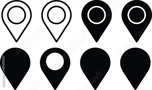 Map Pin Icon Set Vector Illustration for Navigation Location Tracking and Web Interface Design