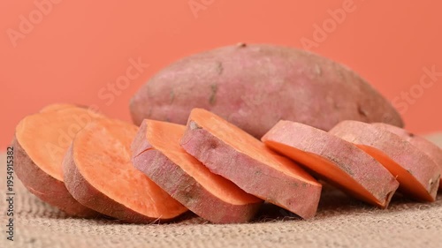 video of a raw sweet potato
