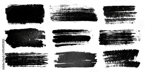 Hand drawn grunge brush stroke collection. dirty paint stains splatter effects and rough artistic design.