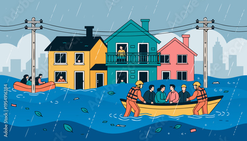 Community United Emergency Rescue Operations in a Flood-Stricken Urban Area