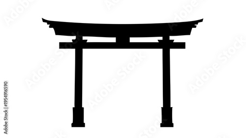 Japanese Torii Gate Silhouette Vector Traditional Shinto Temple Portal Icon