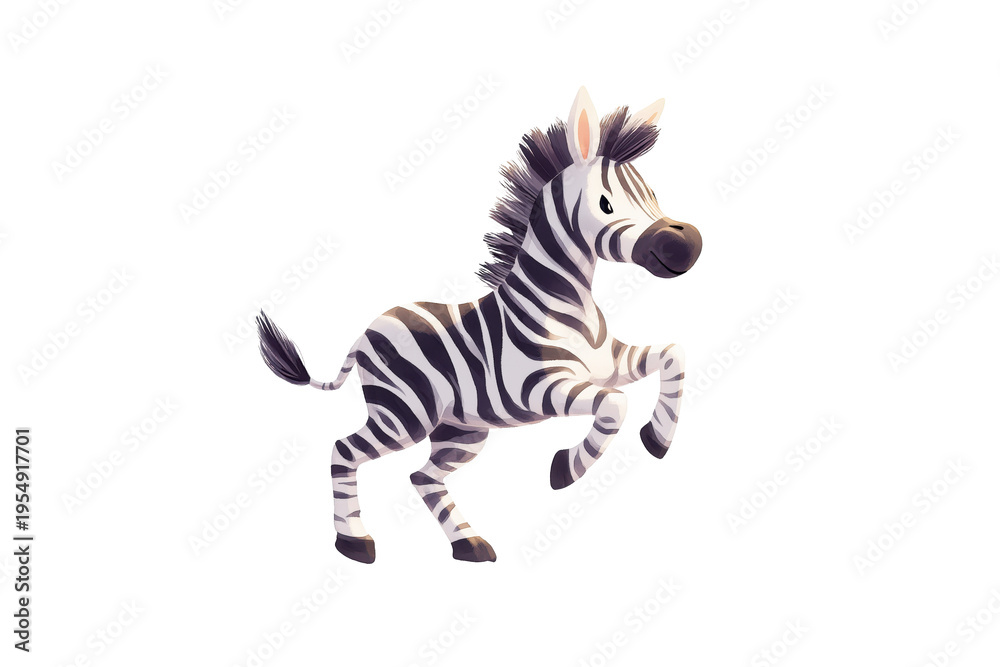 Fototapeta premium Playful Zebra Foal Prancing Happily
