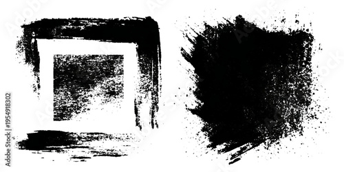 Hand drawn grunge brush stroke collection. dirty paint stains splatter effects and rough artistic design.