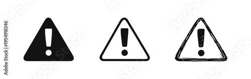 Danger Warning Exclamation Triangle Icons for Critical Alerts and Caution Messages