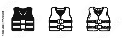 Life Vest and Life Jacket Icon Set. Water Safety and Rescue Symbol in Multiple Styles.
